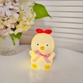 Cute yellow chick night light with red checkered bow tie, soft glowing animal decor - Medium Meow Chick - Red - Pink