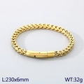 Pulsera de acero inoxidable dorada con cierre único, tamaño 230x6mm, peso de 32g - 230x6mm / Dorado