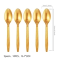 Set of 10 golden plastic spoons with diamond texture handle for Christmas party decor - Gold Plastic Spoon