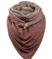 Thick warm triangle scarf in reddish brown with floral patterns and soft beige fleece lining - 150*75cm / Red Brown Flower Cream Lining (Image 62)