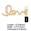 Detailansicht des 18k vergoldeten Love-Anhängers mit Zirkonia und 39mm Abmessungen - LOVE Alphabet Design
