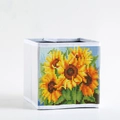Square fabric storage box featuring a vibrant sunflower diamond painting art pattern - Style SNX-09