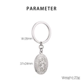 Dimensiones detalladas del llavero plateado de San Cristóbal con anillo de 35mm - Placa Ovalada San Cristóbal (KY1313-Z)