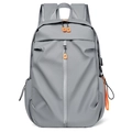 Large gray travel laptop backpack with distinctive orange zipper pulls on white background - 7702 Upgraded Gray (Contrast Design)