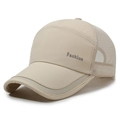 Khaki breathable mesh baseball cap for men with Fashion embroidery detail - Adjustable / Khaki