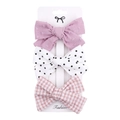 Set di tre fermagli per capelli a fiocco con motivi a pois e scacchi su espositore - DP037-3 (Set da 3: Pois Rosa Antico/Pois Nero Bianco/Plaid Rosa)