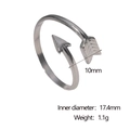 Detailed view of silver arrow open ring with dimensions 17.4mm inner diameter and 1.1g weight - Steel
