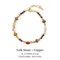 Handmade beaded bracelet with irregular colorful natural stones and gold metal clasp - Egg Yolk Stone Copper Beaded Bracelet XL-1175-1