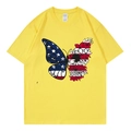 Yellow crew neck T-shirt featuring a patriotic American flag butterfly flower graphic - Yellow 317 / XS