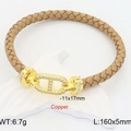 Geflochtenes kamelfarbenes Lederarmband mit mikro-verziertem Schweinenasen-Verschluss - Camel