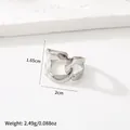 Adjustable silver hollow ring with chain pattern, measuring 1.65cm high and 2cm wide - 52-Chain Link / Silver