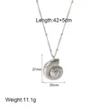 Macro shot of seashell pendant showing 27mm size and beaded chain dimensions - DFN232S Silver Shell Pendant Necklace