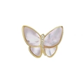 Élégante broche papillon dorée avec ailes en nacre scintillante et accents de cristaux - Broche Papillon