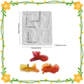 Silicone mold for resin dog hair clips with 6 patterns and clear size markings - 6-Cavity Dog Hair Clip / Translucent White