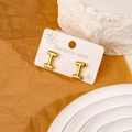Polished gold-plated stainless steel stud earrings featuring the letter I design - Letter I