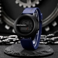 Digital sport watch featuring a black dial and dark blue rubber strap with LED display - 601 5th Gen Deep Blue