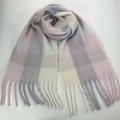 Thick pink and purple gradient plaid scarf with soft fringe tassels for winter warmth - 11# (Pink Purple White Gradient Plaid)