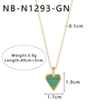 Golden stainless steel necklace with green textured heart pendant and adjustable chain - Green Heart Style (NB-N1293-GN)