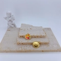 Enamel lemon citrus slice pendant necklace in gold finish on natural stone - Multicolor Fruit Slice