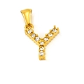 Gold plated 18K stainless steel letter Y pendant with sparkling zircon gemstones - Letter Y Pendant