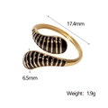 Anillo abierto gota de oro con rayas negras y detalles de tamaño de 17,4 mm de diámetro - Negro