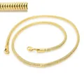 Golden 304 stainless steel square snake bone chain necklace, 500x3mm flat link design - Gold 500x3mm(KN203639-Z)