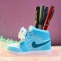 Blue sneaker pen holder with cute cartoon rabbit decoration for desk organization - Blue Sneaker Pen Holder (979-3 Blue Rabbit)