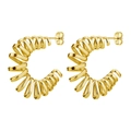 Polished gold-plated stainless steel spiral C-shaped hoop earrings for women - Spring No.4 Gold Color