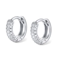 Élégantes boucles d'oreilles créoles en argent 925 avec trois rangées de zircons blancs - Argent-Diamètre Intérieur 8mm
