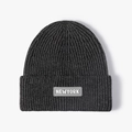 Dark gray knitted New York beanie hat with ribbed texture and embroidered label - Adjustable / Dark Gray