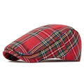 Klassieke rode platte pet met Schots ruitpatroon voor dames en heren - Rood