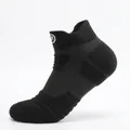 Men's black athletic ankle socks with thick terry sole and arch compression support - Thickened Short / Black