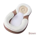 Portable brown and white baby nest with U-shaped protective pillow and breathable mesh mattress - 54*35cm / Off White