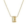 Golden brass 18k plated necklace with a small sparkling cubic zirconia letter E pendant - Letter E