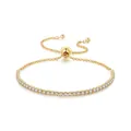 Bracciale tennis regolabile in argento sterling S925 placcato oro con zirconi bianchi - Argento 925 / Oro con pietra bianca
