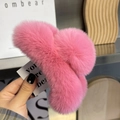 Pink plush rabbit fur hair claw clip in a large size for autumn and winter hairstyle - Extra Large / Watermelon red