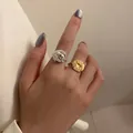 Retro Bohemian Gold und Silber Münzringe mit klassischen geprägten Pferdemustern - Rundes Relief mit Pferdemuster (TJZ340)