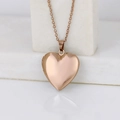 Polished rose gold heart locket necklace for photos on minimalist white display - Smooth Heart 23*25/Rose Gold