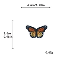 Orange butterfly embroidered patch with dimensions 4.4x2.5cm for DIY clothing decor - Small / With Adhesive / Light Coffee