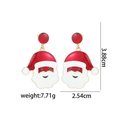 Festive Santa Claus dangle earrings in red and white enamel with 3.88cm length - Santa Claus Drop Earrings