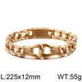 Pulsera cubana vintage dorada con grabados, tamaño 225x12 mm y un peso total de 55 g - 22cm / Dorado