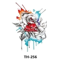 Waterproof tattoo sticker TH-256 featuring black roses with colorful watercolor splash - Th-256 / 210*148mm