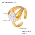 Anillo geométrico irregular de acero de titanio chapado en oro de 18k con diamantes checos - US 7 / Dorado