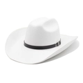 Chapeau de cowboy blanc classique en feutre de laine avec bandeau en cuir noir et boucle - M(56-59CM) / Blanc