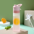 Rosa Sprüh-Wasserflasche mit mattem Farbverlauf und Strohhalm für Outdoor-Sportarten - 650ml / Farbkarton / Verlauf Rosa