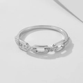Eleganter 925 Sterling Silber Kettenring mit Zirkonia-Steinen im minimalistischen Design - US 8 / Silber