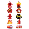 Cartoon Feuerwehr Geburtstagsparty Hängebanner für Wand und Tür Dekorationen - 1 Paar Türbehang (Feuerwehr-Thema)