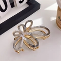 Elegant gold butterfly hair claw clip with grey marble pattern acetate finish - Large-9cm / Iridescent Gray