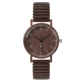 Vintage brown quartz watch with heart-shaped second hand and numerical dial scale - Coffee