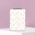 El espejo de maquillaje plegable portátil con tulipanes rosas y bonitos lazos rosa - Estilo de Lazo Tulipán Blanco (YYDS01024)
